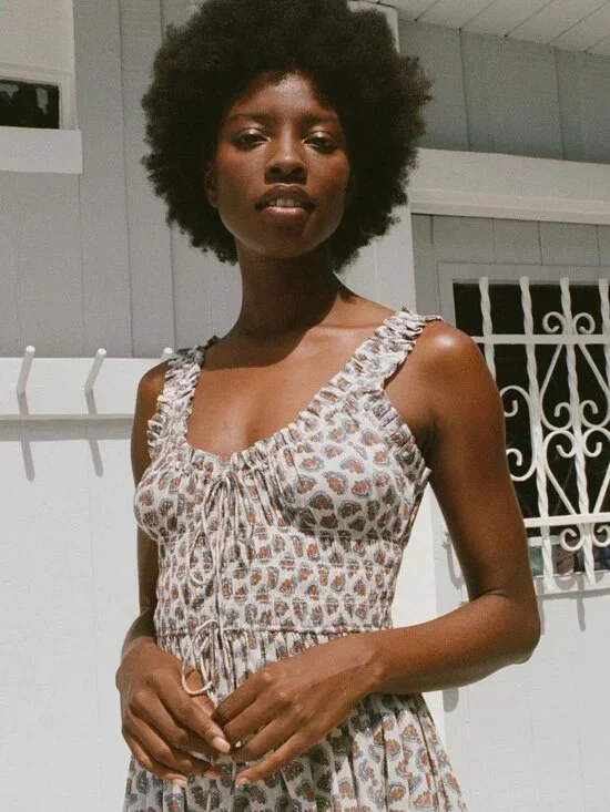 Dôen RARE Emmaretta Dress in Sea Salt Bedford Paisley Size M - Picture 5 of 9